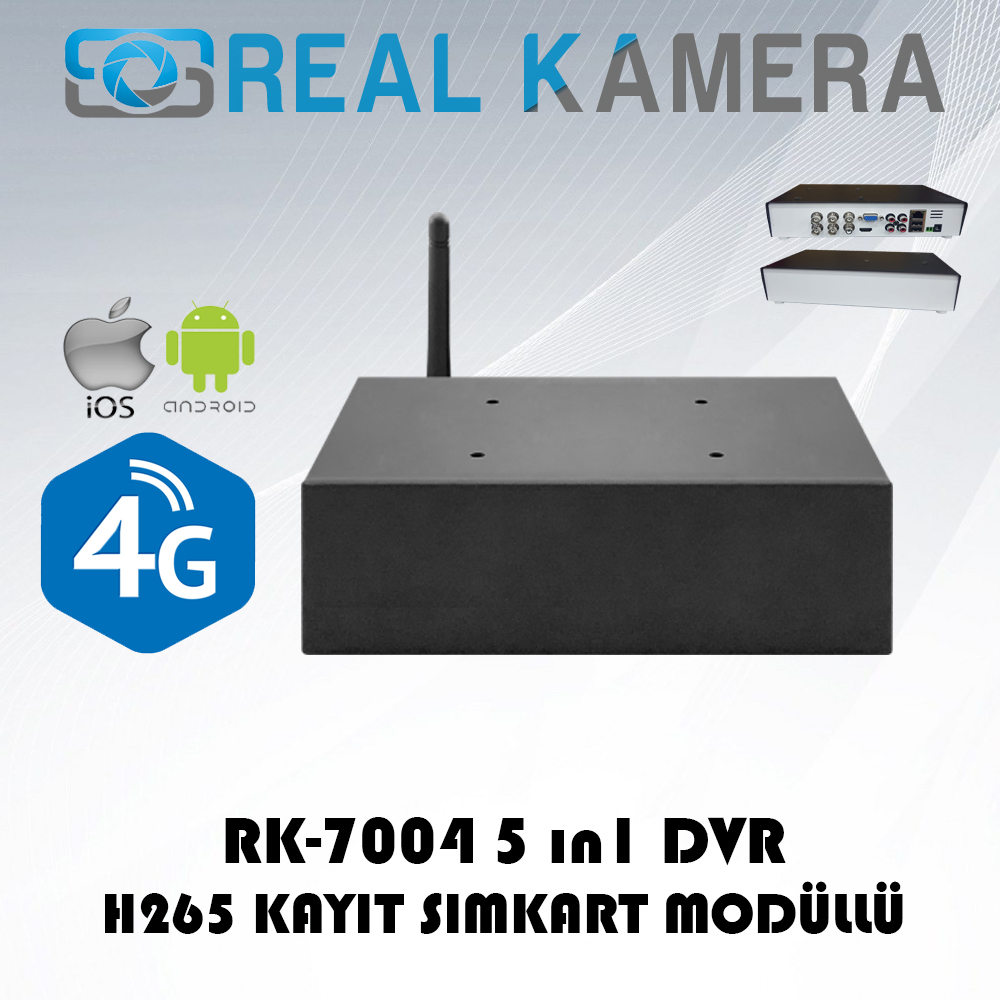 RK-7004  XMeye Dahili 4G SIM Kart Destekli 5M-N 5in1 H.265 4 Kanal Hybrid Araç Kayıt Cihazı